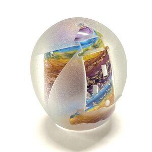 Glass Dimensions paperweight WV Etched Frosted LIGHTHOUSE John DesMeules